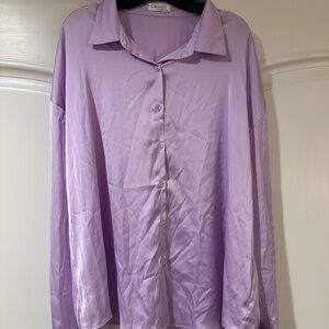 Chigant Lavender Button-Front Relaxed Shirt